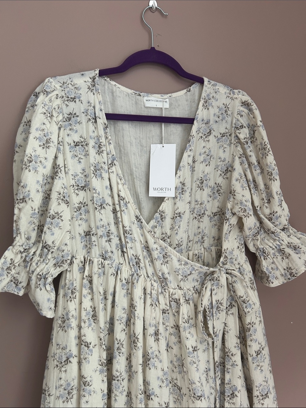 NWT Worth Collective Ari Cotton Floral Wrap Maxi Dress Size Large - Picture 7 of 16
